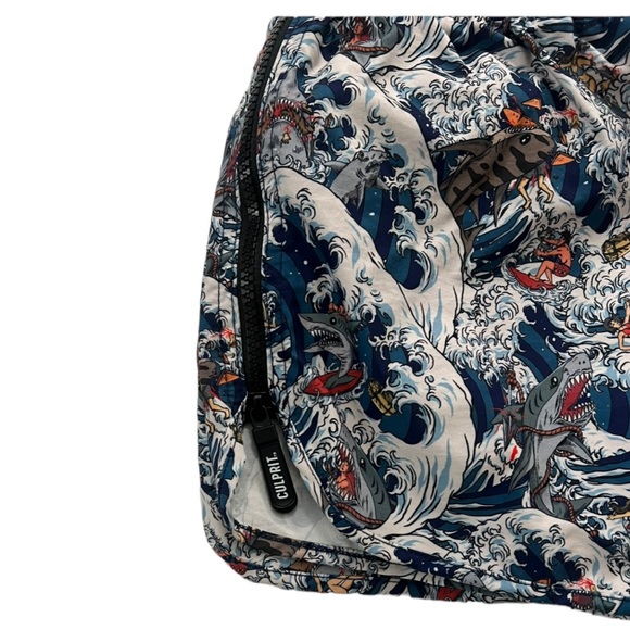 CULPRIT BAEthing Suit Surfing and Ocean Wave Pattern Print Short Large - Picture 2 of 8